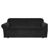 H.VERSAILTEX 1 Peice Stretch Velvet Sofa Covers for 3 Cushion Couch Covers Sofa Slipcovers Furniture Protector Soft, Crafted from Thick Comfy Rich Velour (Sofa 72\"-90\", Black)