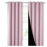 NICETOWN 100% Blackout Window Curtain Panels, Heat and Cold Blocking Drapes with Black Liner for Nursery, 84 inches Thermal Insulated Draperies (Lavender Pink, 2 Pieces, 52 inches Wide Each Panel)