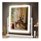 Vanity Mirror with Lights, 17.3" LED Makeup Mirror Detachable 10X Magnification, Smart Touch Control, 3 Color Lighting Modes,360°Rotation Tabletop Make Up Mirror for Bedroom Bathroom
