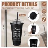 Skylety 24 Pcs Employee Appreciation Gifts Bulk, Team Appreciation Tumblers with Lids and Straw, 24 oz Team Plastic Cup Inspirational Valentine Gifts for Office Staff Coworker Teacher (Black)