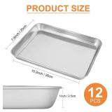 12PCS Stainless Steel 1/8 Sheet Pan, Nonstick Small Cookie Sheet, Small Baking Pans, Toaster Oven Pans, Metal Tray, Stainless Steel Cookie Sheets For Baking, Oven And Dishwasher Safe