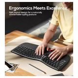 Nulea RT07 Wireless Ergonomic Trackball Keyboard - Bluetooth and 2.4G USB Connectivity, Natural Typing, Wrist Rest,Split Keyboard, USB-C Rechargeable,Compatible with Mac/Windows