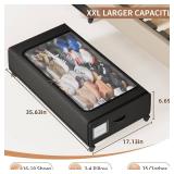 AUING XXXXL Extra Long Under Bed Storage with Wheels,BIGGEST Size Available(66L) under the bed storage Organizer with Lid&Label,Rolling Under the bed Metal Drawer for Clothes,Shoes,Toys(36x17x 6In)