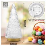 Glass Christmas Tree Gold Small Sparking Xmas Trees with LED Ligthts Decorations Table Top Centerpiece Mantel Window Home Decor