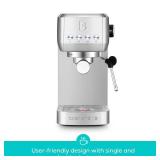 CASABREWS 3700 Essential Espresso Machine 20 Bar, Stainless Steel Cappuccino & Latte Machine with Steam Frother for Home, 43.9oz Water Tank, Coffee Gift for Women & Men, Silver