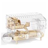 9-in-1 Acrylic Hamster Cage, Clear Dwarf Hamster Cage, with Tubes and All Accessories, 2-Tier Mouse Habitat, Easy to Clean, Suitable for Small Pets