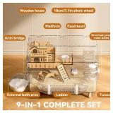 9-in-1 Acrylic Hamster Cage, Clear Dwarf Hamster Cage, with Tubes and All Accessories, 2-Tier Mouse Habitat, Easy to Clean, Suitable for Small Pets
