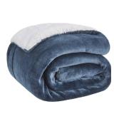 Bedsure GentleSoft Sherpa Fleece Twin Size Blanket for Couch, Non-Heated, Thick and Warm Throw for Women and Men, Soft Fuzzy Plush Twin Blanket for Winter, Slate Blue, 60x80 Inches