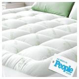 Ultra Soft Twin Size Mattress Topper - Viscose Made from Bamboo Pillow Top Mattress Pad for Back Pain Relief - Naturally Cooling for Hot Sleepers, Green