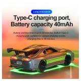 FLYCOLOR Turbo 1/76 Scale Mini RC Car with 2.4G Remote contorl Classic LED Lights Full Proportional Vehicles Models (C73-Grey)