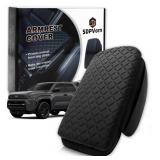 SDPVorn Armrest Cover for Toyota 4Runner Center Console Pad with Organizer Storage Pockets, Black Faux Leather Arm Rest Lid Protector Cushion Interior Accessories (2025-2026)