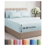 Extra Deep King Sheet Set - 6 Piece Breathable and Cooling Sheets - Hotel Luxury Bedding for Women, Men, Kids & Teens - Easy & Secure Fit - Soft, Wrinkle Free and Comfy - Extra Deep Pockets - Ice Blue