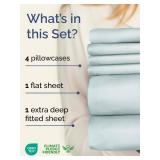 Extra Deep King Sheet Set - 6 Piece Breathable and Cooling Sheets - Hotel Luxury Bedding for Women, Men, Kids & Teens - Easy & Secure Fit - Soft, Wrinkle Free and Comfy - Extra Deep Pockets - Ice Blue
