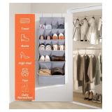 FENTEC 1 Pack Over-the-Door-Shoe-Organizers, Hanging Organizers with Large Pocket Shoe Holder Hanging Shoe Rack for Closet Shoe Organizer for Wall, Over Door Organizer with 15 Pockets Gray