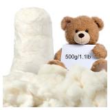 Wesnoy 500g/1.1lb Cotton Stuffing for Stuffed Animals Soft Pillow, Natural Cotton Fiber Filling Batting, for Toys, Cloud Decorations, and More