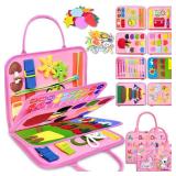 Exorany Busy Board Montessori Toys for Toddler Girl Birthday Gifts, Busy Book Sensory Learning Toys for Toddlers, Toddler Girl Airplane Car Travel Toy Educational Activities