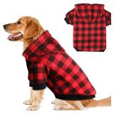 Plaid Dog Hoodie Sweatshirt Sweater for Large Dogs Cat Puppy Clothes Coat Warm and Soft(L)