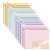 50pcs MagDurnus Hanging File Folders, Pastel Color Design,Letter Size with 1/5 Adjustable Cut Tabs, Assorted 12 Styles,Decorative,Drawer,Desk and Cabinet Use