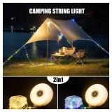 Sutaig Camping String Lights, 4 in 1 Outdoor Camping Lantern with 8 Lighting Modes(32.8Ft), Quick 30s Recovery, Waterproof, Type-C Fast Charging, Portable Lights for Camping/Yard/Hiking