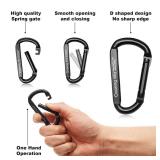Carabiner Clip, 4 Pack, 855lbs 3" Iron Heavy Duty Caribeaners for Hammocks, Camping Accessories, Hiking, Keychains Outdoors and Gym etc, Small Carabiners for Dog Leash, Harness and Key Ring, Black
