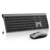 Wireless Mouse and Keyboard Combo, Silent Full-Size Computer Keyboard with Calculator Button, 2400 DPI Mouse, Quiet Click, Slim Cordless USB Set for Laptop PC Windows Mac - Space Grey