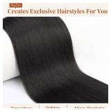 Flufymooz ponytail extension, 26 Inch Long Straight Drawstring Ponytail Synthetic Hairpieces Fake Pony Tails Natural Soft Clip in Hair Extension ponytail for Women (Natural Black)