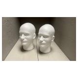 2 Male Styrofoam Mannequin Head Display