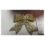 Holiday Decorations Set with Gold and Red Glitter Bows