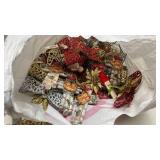 Holiday Decorations Set with Gold and Red Glitter Bows