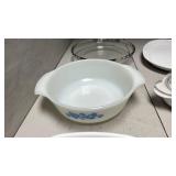 Corning Ware Blue Cornflower Casserole Set & 2 Plain White Corning Ware Dishes & 1 Anchor 9in Pie Pan
