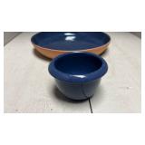 2 Frankoma 91 Blue Pottery - Plate & Small Dish