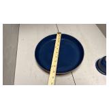 2 Frankoma 91 Blue Pottery - Plate & Small Dish