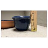 2 Frankoma 91 Blue Pottery - Plate & Small Dish