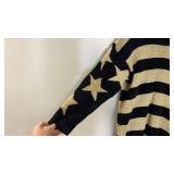 America Perry Ellis Apparel Gold & Black Striped Sweater Womens Small