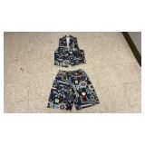 Vintage Gotcha Covered USA Made Denim Vest (Medium) & Shorts 10 Womens