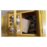 Yellow Wooden Sewing Thread Organizer Box