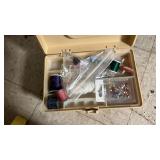 Yellow Wooden Sewing Thread Organizer Box