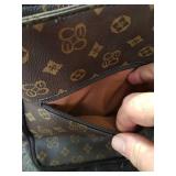 Designer Monogram Crossbody Bag with Bee Brooch