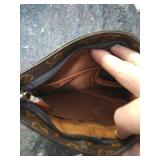 Designer Monogram Crossbody Bag with Bee Brooch