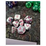 Mixed Polyhedral Dice Sets - Purple, Green, and Marble White