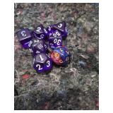 Mixed Polyhedral Dice Sets - Purple, Green, and Marble White