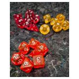 Polyhedral Dice Set - Red, Yellow and Orange Translucent