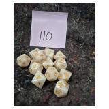 Pearl White Polyhedral Dice Set with Gold Numbers