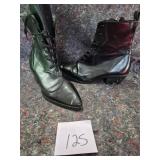 Black Leather Combat Boots with Lace-up Design