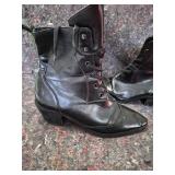 Black Leather Combat Boots with Lace-up Design