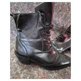 Black Leather Combat Boots with Lace-up Design