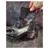 Black Leather Combat Boots with Lace-up Design