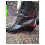 Black Leather Combat Boots with Lace-up Design
