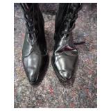 Black Leather Combat Boots with Lace-up Design