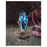 Handcrafted Glass Dolphin Figurines Set - Some Chip Damage - See Pictures